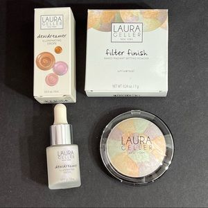 Laura Geller Filter Finish Radiant Setting Powder& Dewdreamer Illuminating Drops